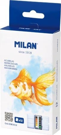 Akvarelmaling i en terning 12 farver kassette MILAN