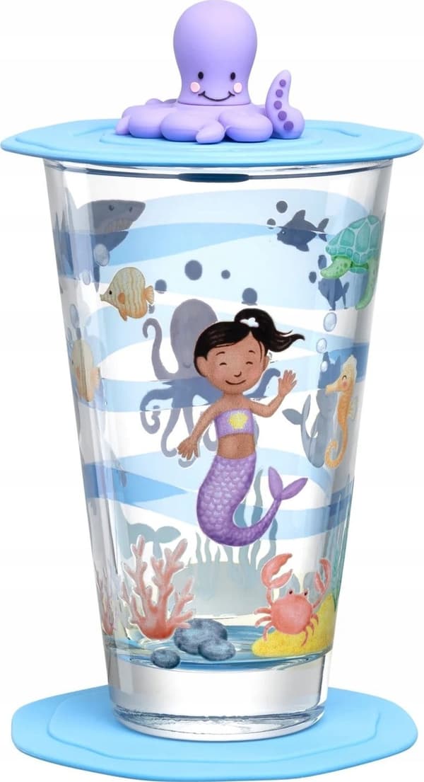 Glas med lock och fat 300ml hav BAMBINI AVVENTURA - Leonardo
