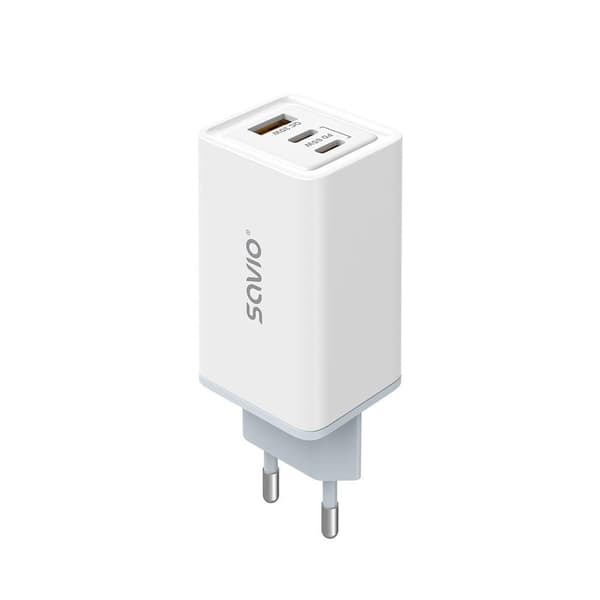 65W GaN LA-07 AC-oplader med USB-A-USB-kabel type C 1m, hvid