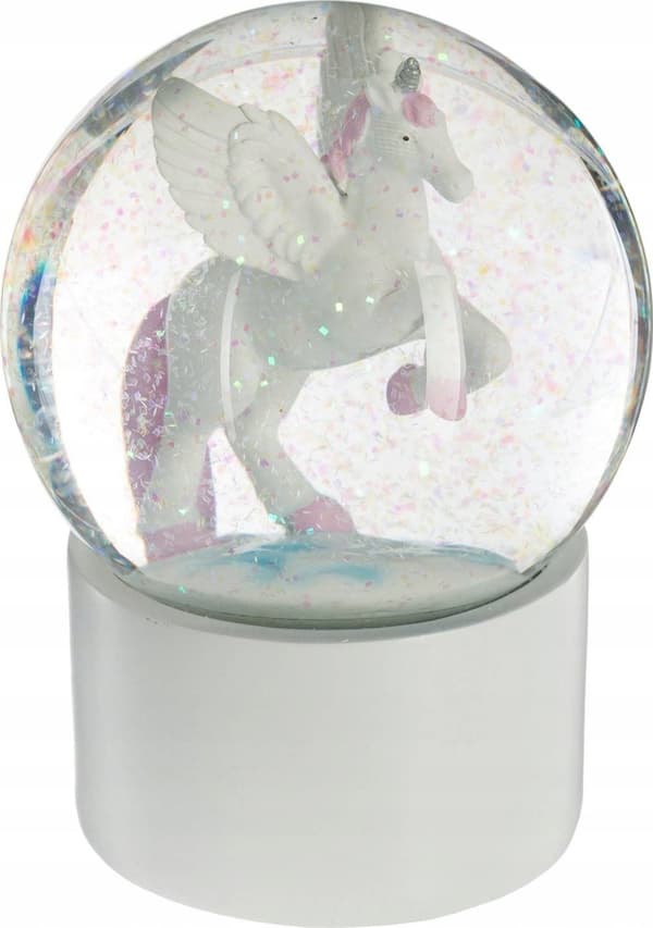 Atmosphera Snöglob med glitter, vit enhörning, Ø 10 cm