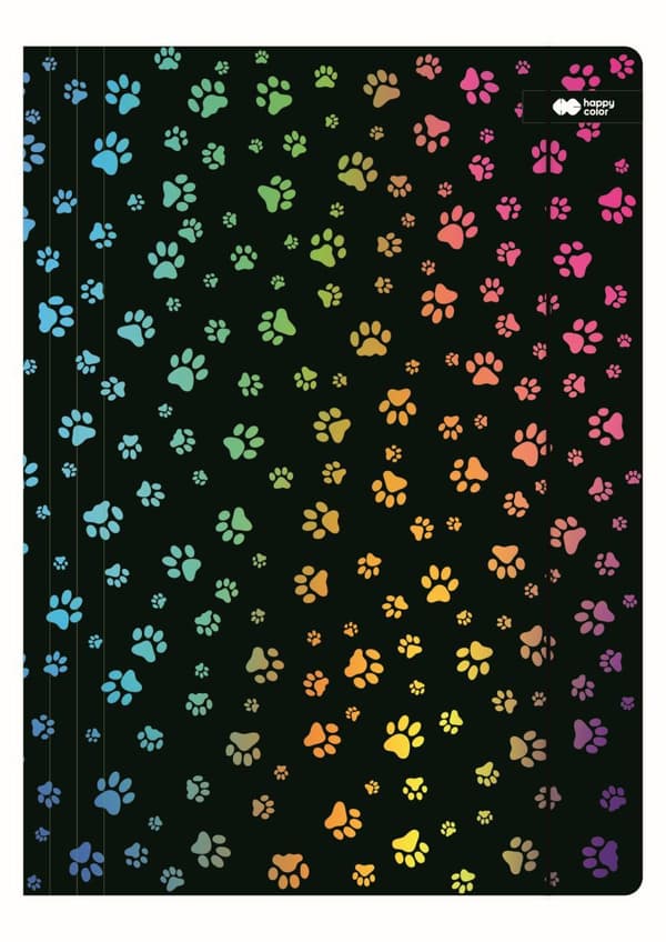 Salkku A4+ kuminauhalla Miaow musta HAPPY COLOR