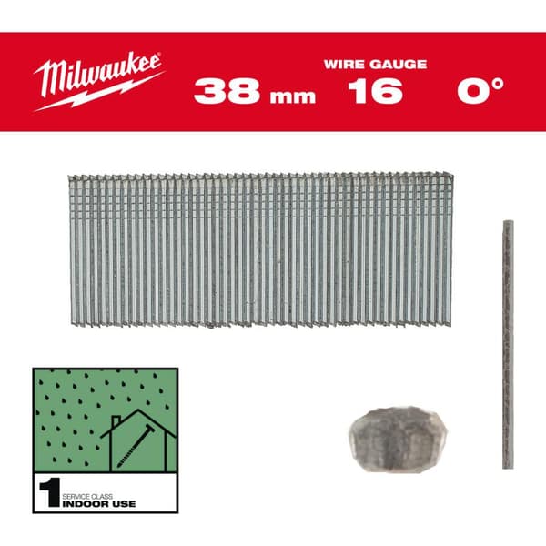MILWAUKEE STICKS 16G/38mm/0° TIL M18 FN16GS /2500 stk.