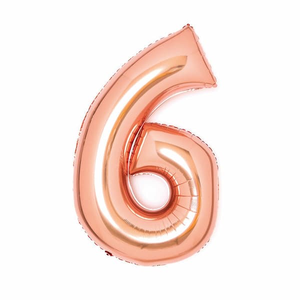 Folieballon nummer 6 pink guld 46x66cm 9913221