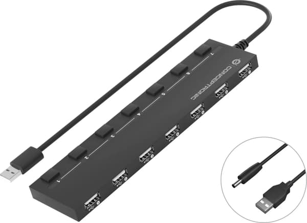 USB HUB Conceptronic CONCEPTRONIC USB-hubb 7-portars 2.0 ->7x2.0 extra o.NetzTeil sv