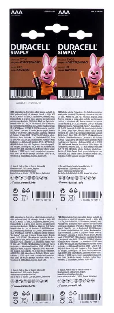 Duracell Batteri AAA/R03 4 stk