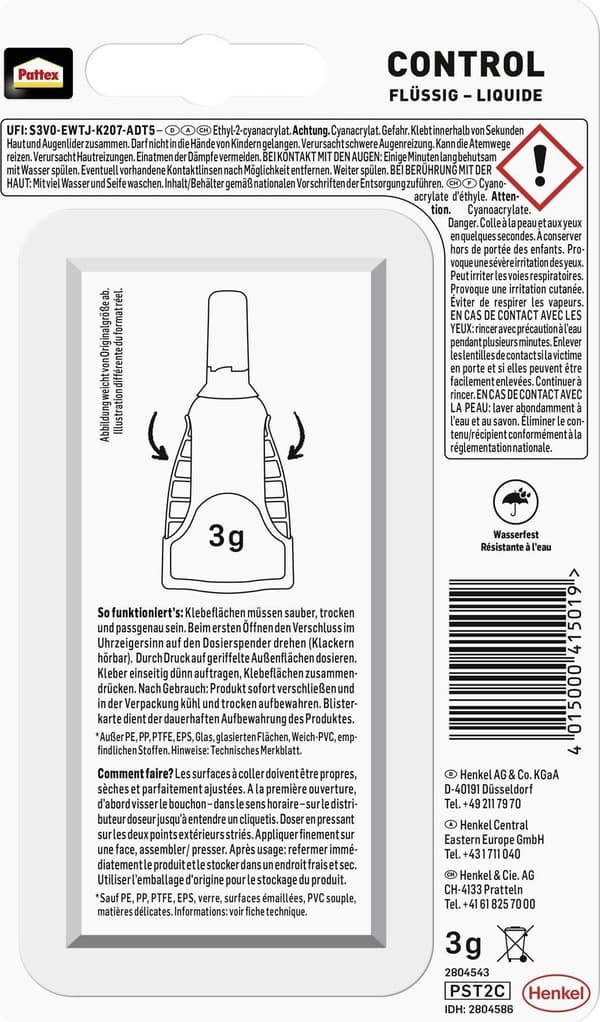 Pattex Superlim Matic flydende, flaske med applikator, 3g