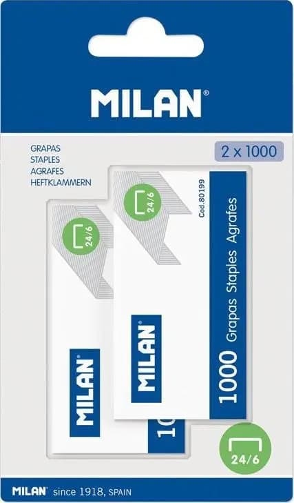 Hæfteklammer 24/6 1000 stk. 2 pk. MILAN