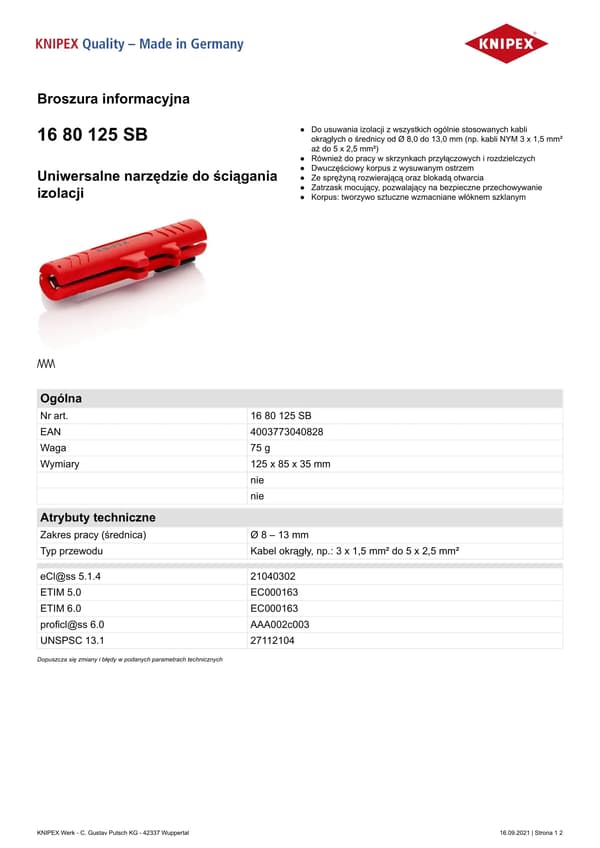 KNIPEX kabelafisoleringstænger