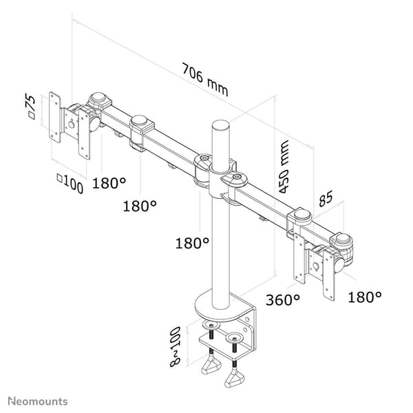 Näytön pöytätuki Neomounts FPMA-D960D Musta 27"