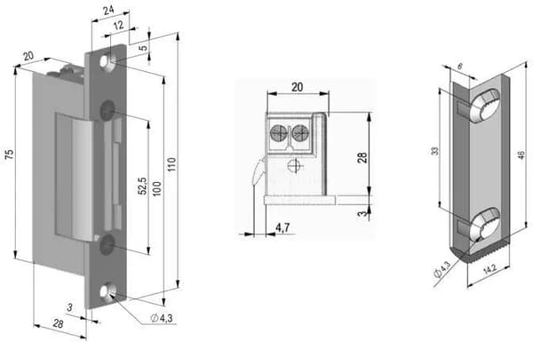 Symmetriskt solenoidlås SCOT ES-S12AC/DC PROFI