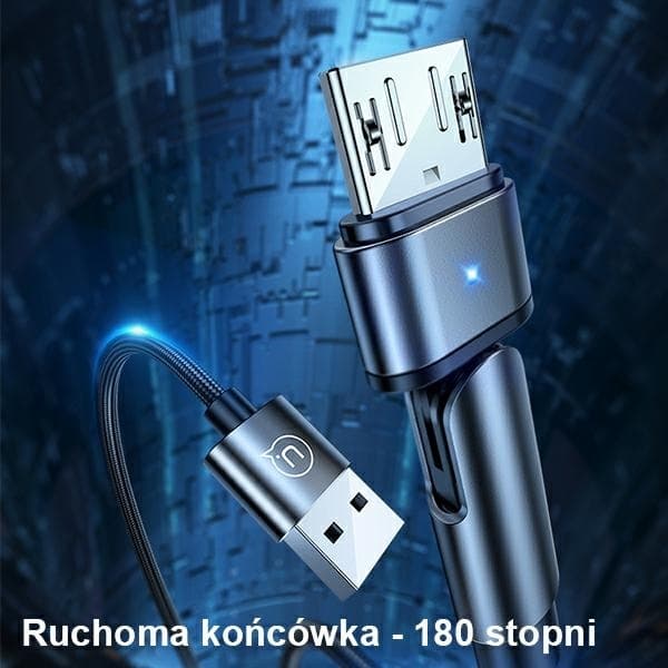 USAMS Roterande flätad kabel U60 2A microUSB grön/grön 1m SJ478USB02 (US-SJ478)