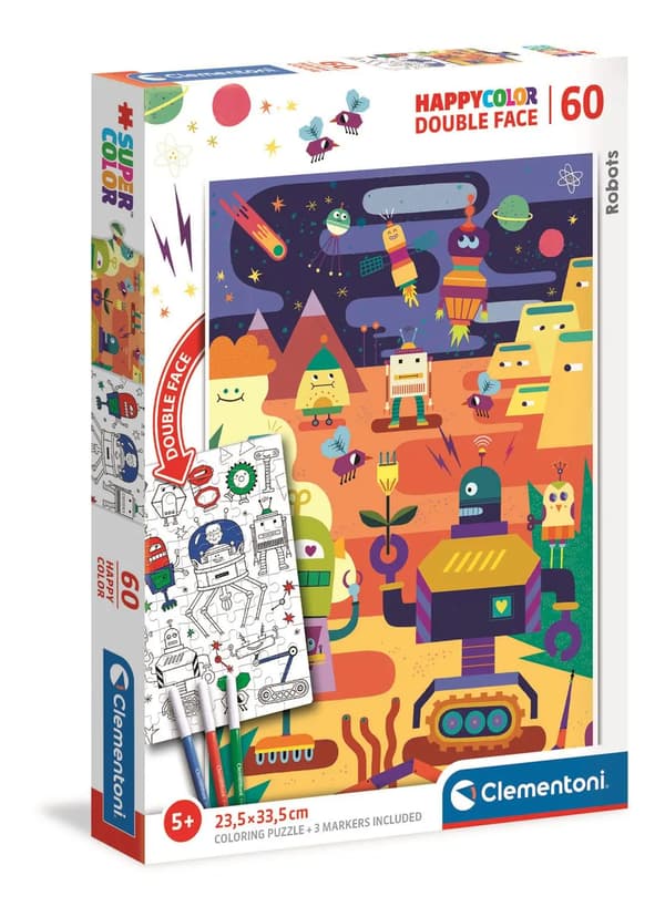 Clementoni Palapeli 60 HappyColor Double Face Robotti
