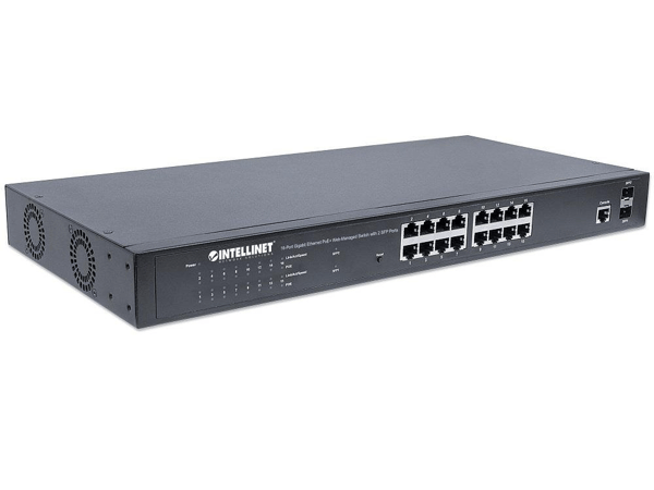 Administreret switch 16x RJ45 Gigabit PoE+ 220W, 2x SFP