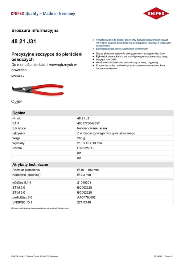 KNIPEX Tarkkuuslukkorengaspihdit