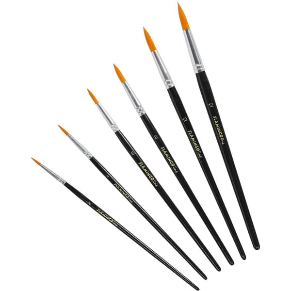 Kunstneriske syntetiske pensler, 6 stk.