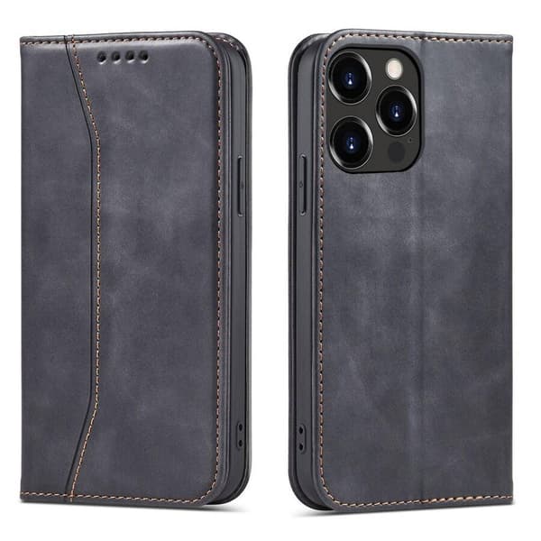 Magnet Fancy Case -kuori iPhone 13 Pro Maxille, lompakko ja korttipidike, musta