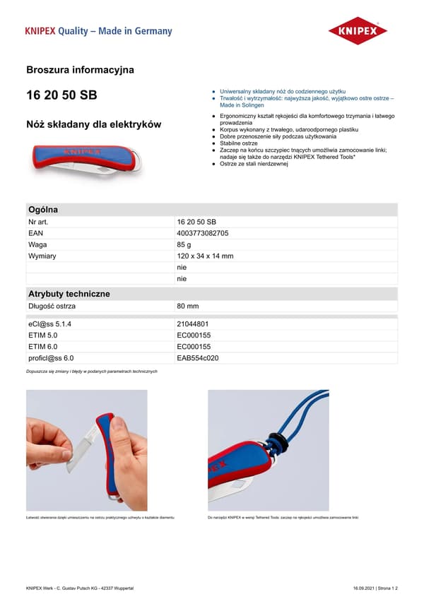 KNIPEX Sähköasentajan veitsi