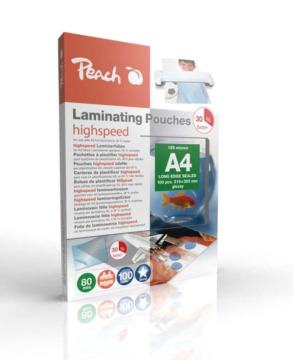 Peach Peach Lamineringslommer A4 80 mic express 100 stk. HighSpeed