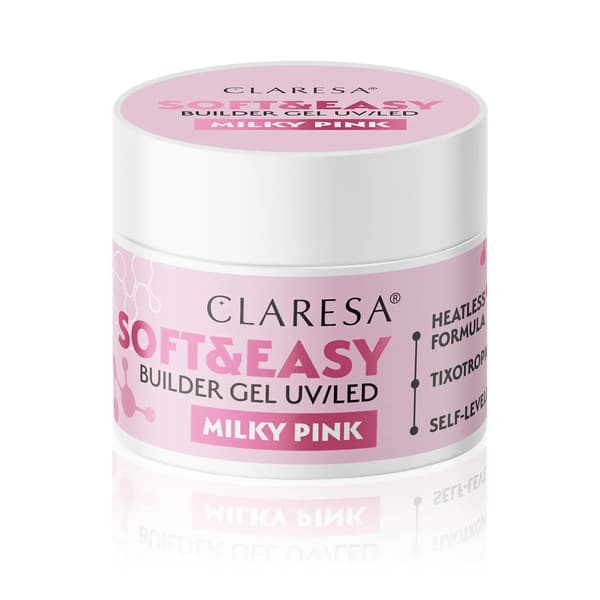 Claresa kynsien rakennusgeeli Soft&Easy Builder - Milky Pink 12g