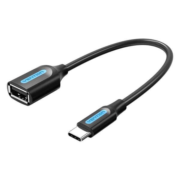 Adapteri OTG USB-C 2.0 uros-naaras USB-A Vention CCSBB 0.15m (Musta)