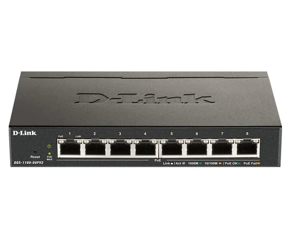 D-Link Switch DGS-1100-08PV2 8-porttinen PoE Gigabit Smart