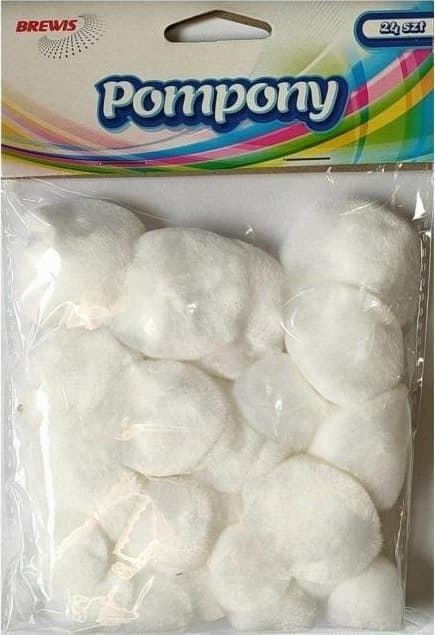 Fluffy hvide pomponer 24 stk