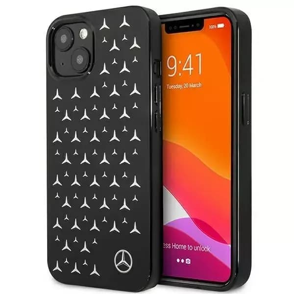 Mercedes Silver Stars Mønsteretui til iPhone 13 mini - Sort
