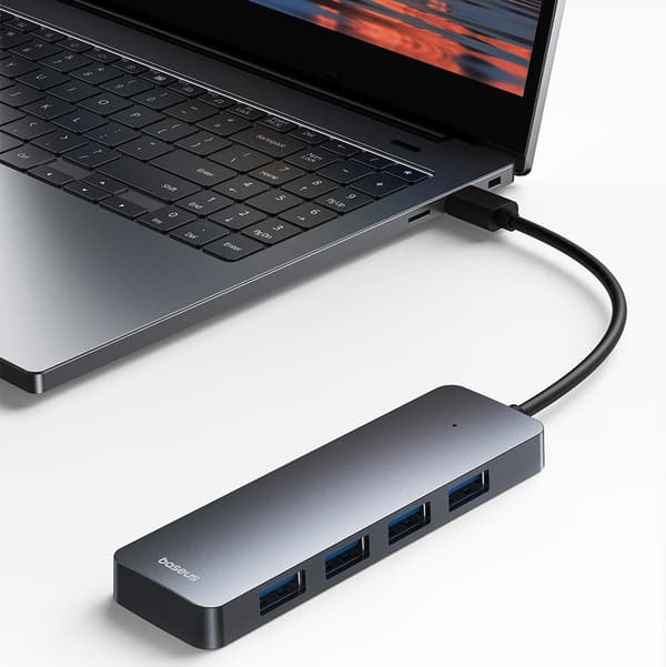 4i1 Hub Baseus UltraJoy Lite USB-A til USB 3.0 15cm (grå)