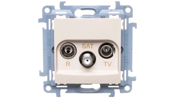Simon 10 Antennapistoke R-TV-SAT läpivienti, kerma IP20 CASP.01/41