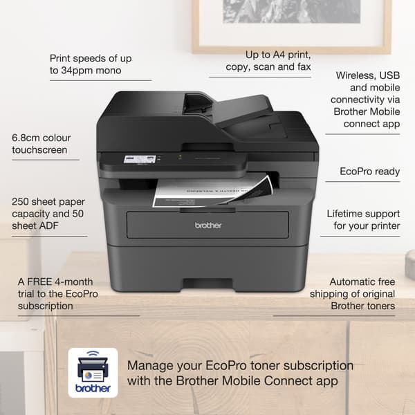 Brother MFC-L2860DW - monitoimitulostin - mustavalko