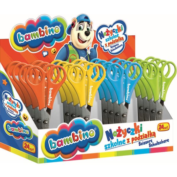 Koulusakset jakajalla (24 kpl) BAMBINO