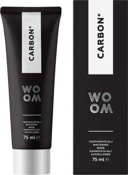 Woom Carbon+ sort tandpasta med aktivt kul 75ml