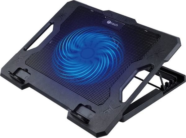 C-TECH køleplade til bærbar CLP-S100, Op til 17\", 1x 140mm, 2x USB, blåt baggrundslys