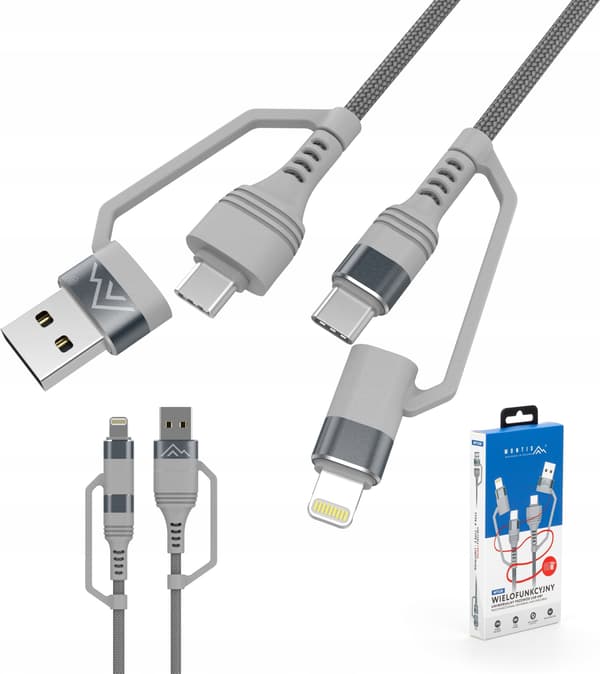 USB-kabel 4i1 USB A-C-Lightning MT128 Montis