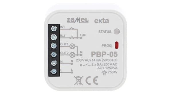 2-kanals bistabil sender 230V AC PBP-05 EXT10000254