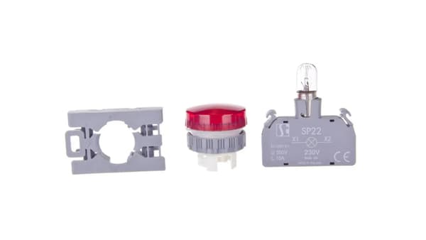 Signallampa 22mm röd 230V AC SP22-LC-230-BA9S.