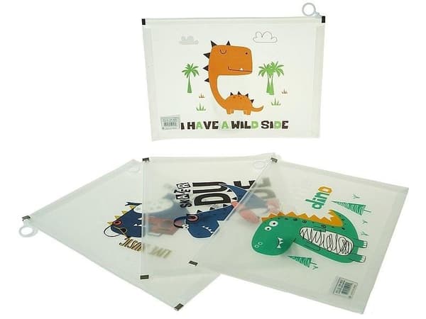 A4 plastportfölj fäst med dinosaurier (12 st)