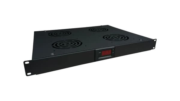 Alantec 19\" 1U ventilationspanel med termostat (SA-F-1U-4-T-C)