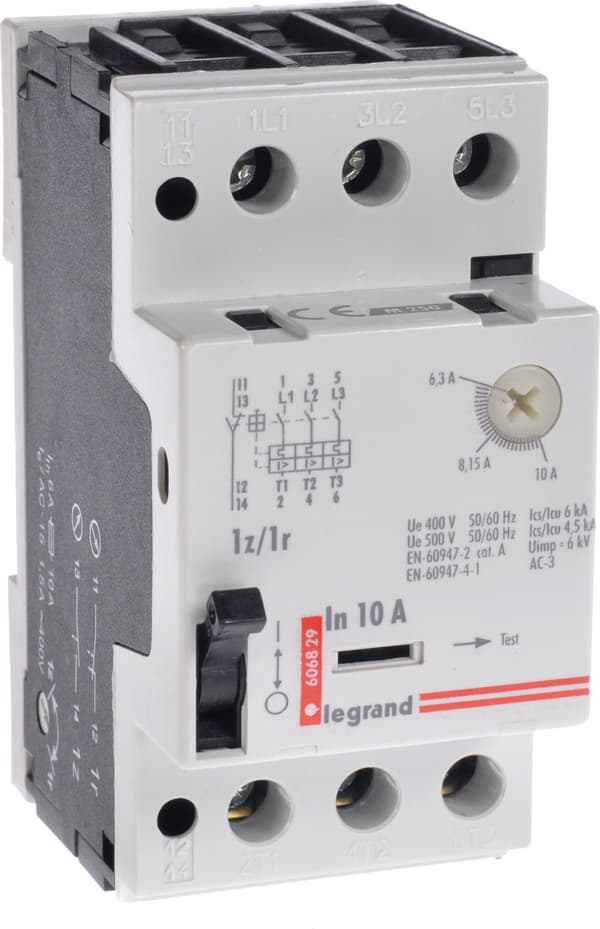 Motorafbryder 3P 4kW 6,3-10A M 250 1R/1Z 10 606829