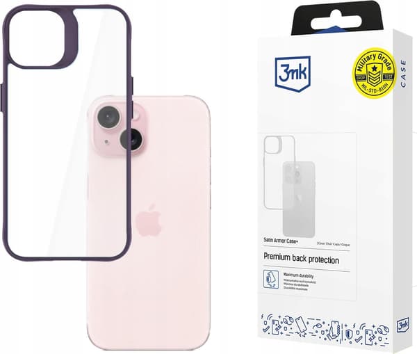 3MK Apple iPhone 15 - 3mk Satin Armor Case+ Lilla