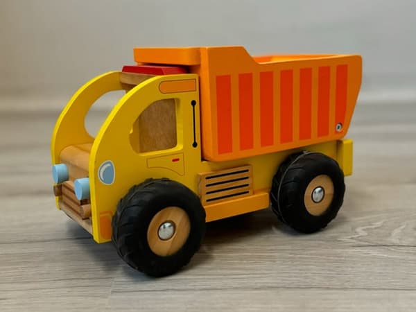 Träbil Dumper Sopbil med rörlig släpvagn för barn ZA1810