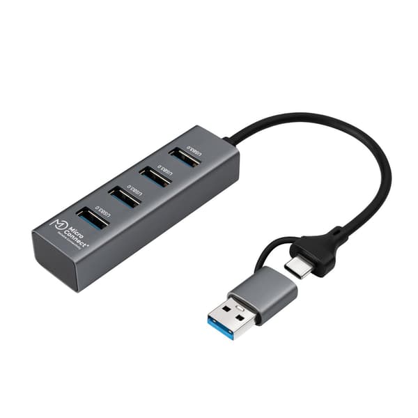 MicroConnect Premium USB 3.0 Hub 4-Port med USB-C- og A-stik, 5 Gbps, 0,15 m