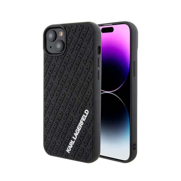 KARL LAGERFELD KLHCP15M3DMKRLK IPHONE 15 PLUS / 14 PLUS 6.7 \"SORT / SORT HARDCASE 3D GUMMI MULTI LOGO