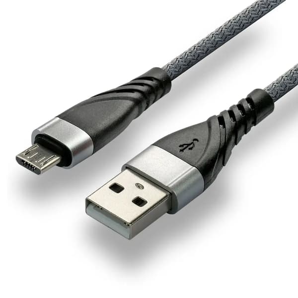 USB - micro USB -kaapeli EverActive CBB-1MG 1m 2.4A pikalataustuella punottu johto harmaa