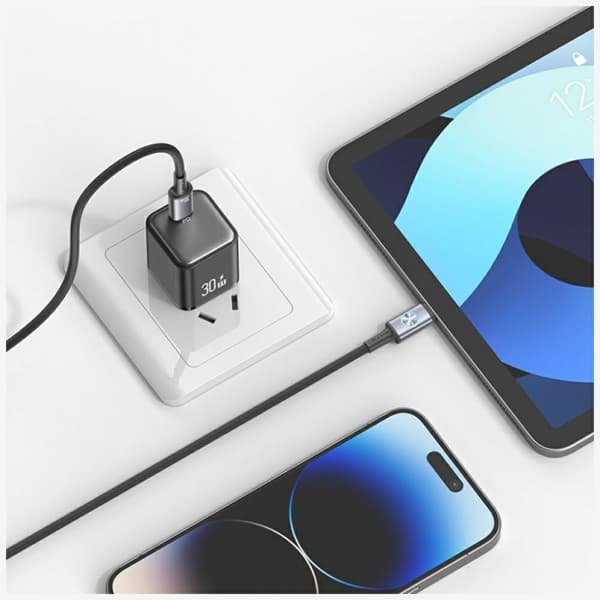 USB-kaapeli Usams USB-C - Lightning 1,2 m harmaa