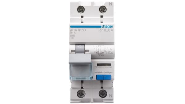 Hager Jordfelsbrytare 1+N 16A B 0,03A A ADA916D