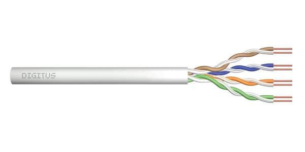DIGITUS installationskabel cat.5e, U/UTP, Dca, tråd, AWG 24/1, LSOH, 500m, grå, spole