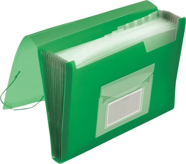 Q-Connect Mappe harm. med viskelæder Q-CONNECT, PP, A4, 12-rum, transparent grøn