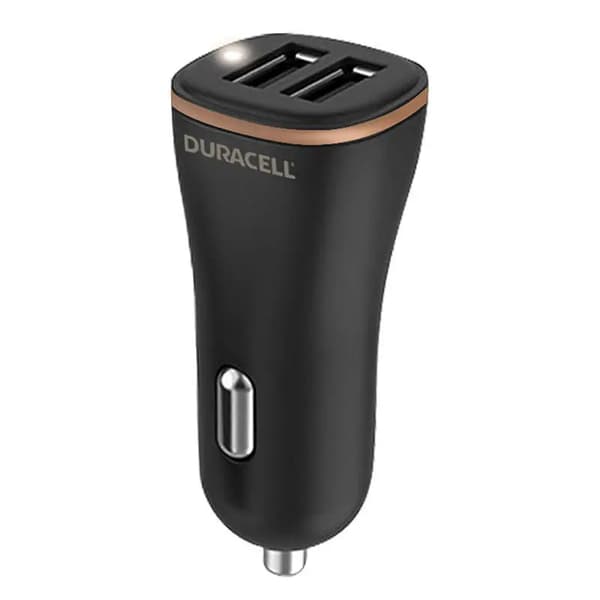 Biloplader 2xUSB 30W Duracell (Sort)