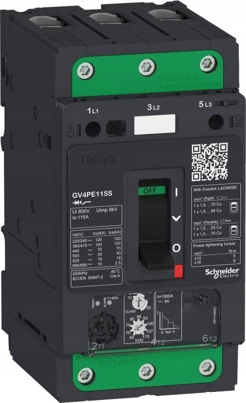TeSys Deca Motorafbryder 3P 115A 25kA GV4PE115B